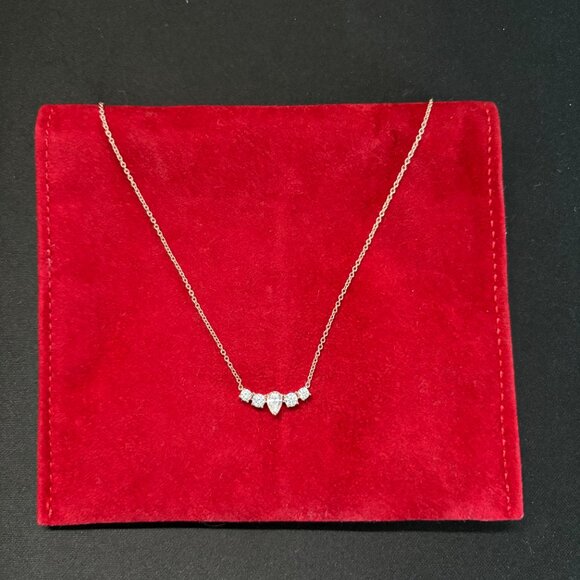 NADRI Rosegold Necklace Small Pear Center CZ Bolo - Picture 1 of 6